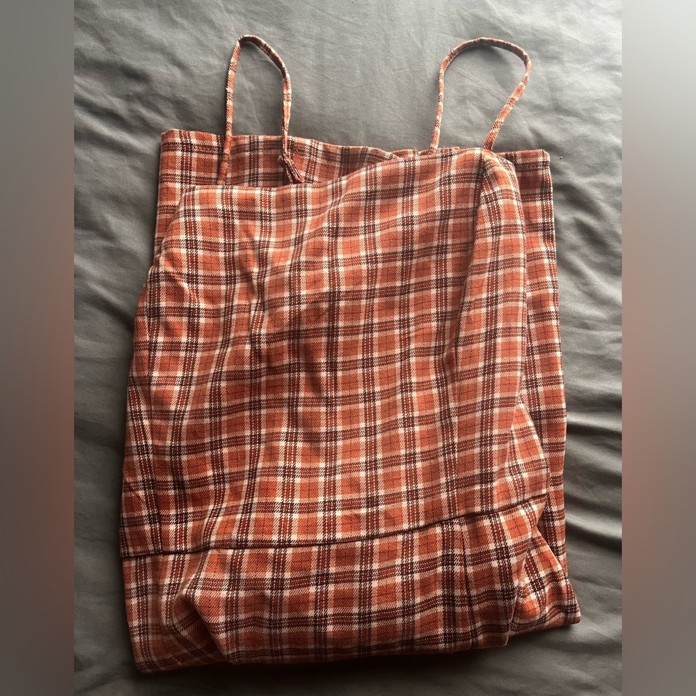 Aeropostale Orange/Peach Plaid Dress, Size: L-XL